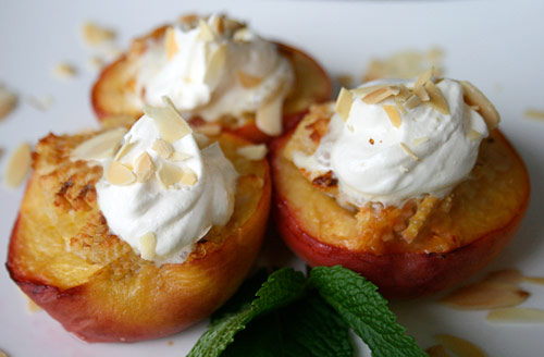 Almond Stuffed Peaches