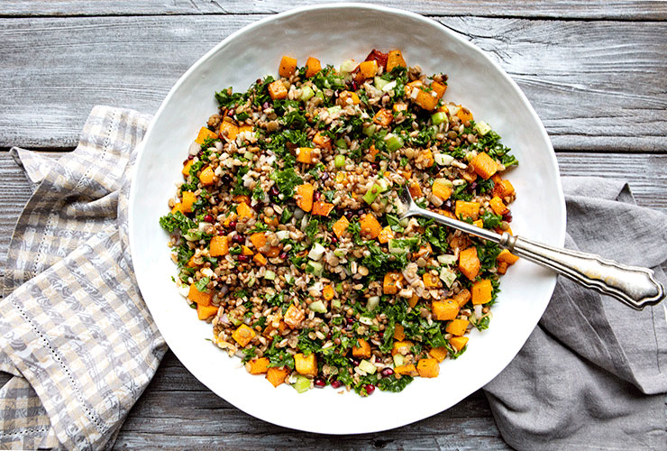 New Year’s Lentil & Farro Salad With Butternut Squash & Kale