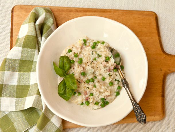 Risotto With Peas, Ham & Fontina