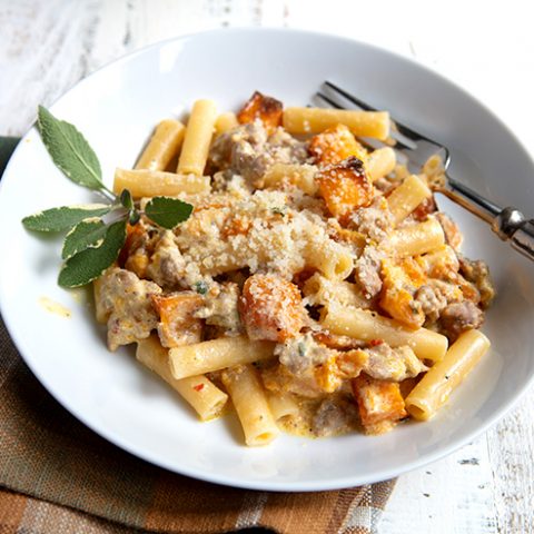 Creamy Pumpkin & Sausage Sage Pasta