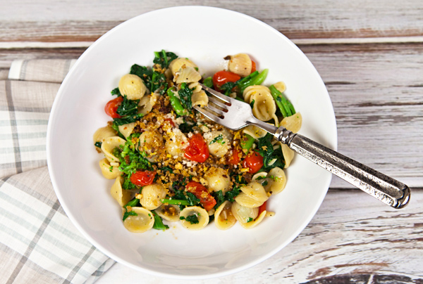 Orecchiette With Broccoli Rabe, Tomatoes, & Anchovy Breadcrumbs