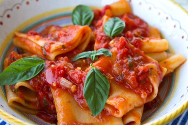 Paccheri With Fresh & Canned Tomato Sauce