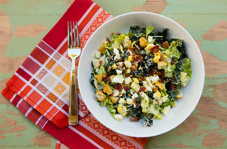 Lighter Kale Caesar Salad