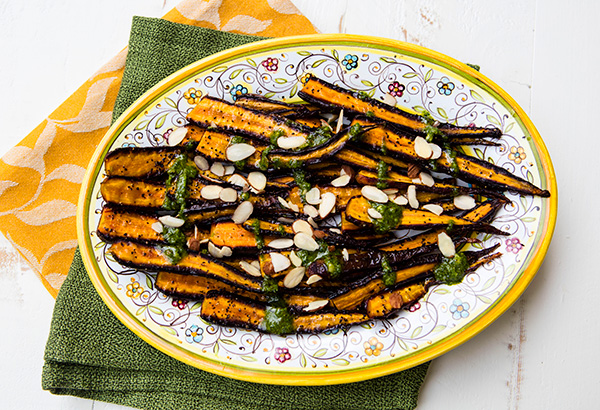 Caramelized Roasted Carrots With Parsley Almond Pesto