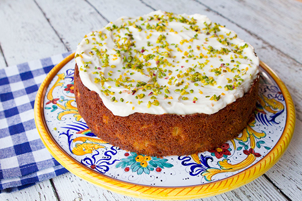 Peach Pistachio Cake With Cream Cheese Frosting