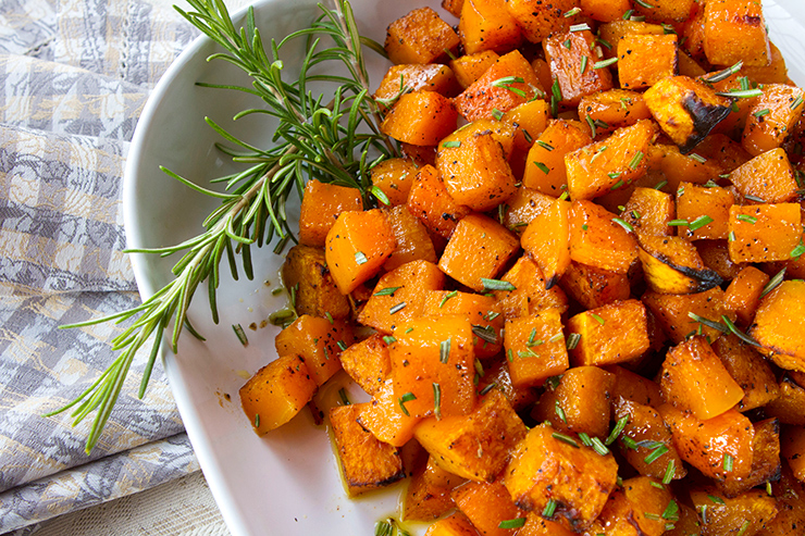 Roasted Butternut Squash With Cinnamon & Maple
