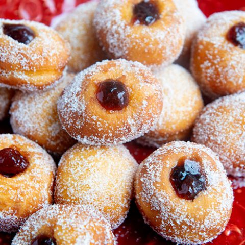 Bomboloni With Jam Filling For Valentine's Day or Carnivale