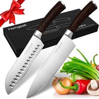 Homgeek 2-Piece Ultra Sharp Chef Knives,8 inch Chef Knife & 7 inch Santoku Knife,Germany Stainless Steel,Ergonomic Handle