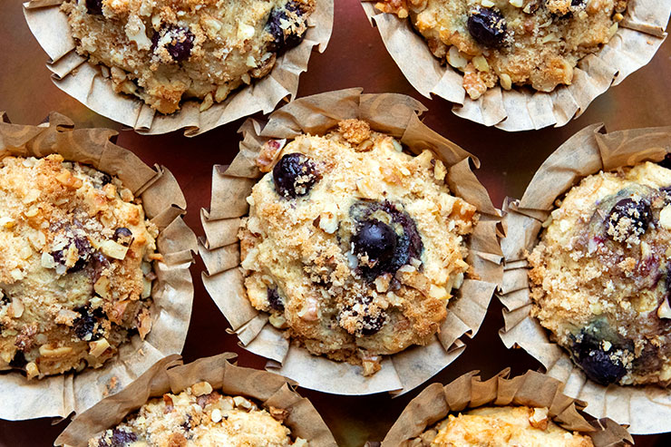 Healthier Whole Grain Blueberry Muffins