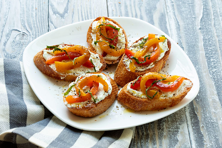 Bruschetta With Goat Cheese & Roasted Peppers