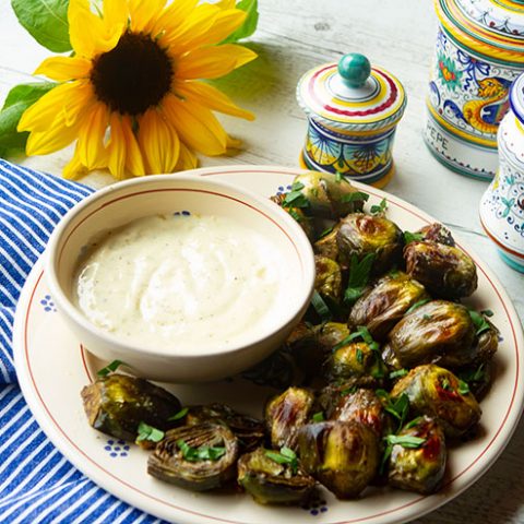 Oven Roasted Baby Artichokes With Lemon Pepper Dipping Sauce
