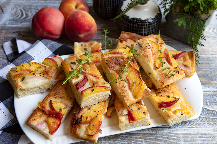 Focaccia With Peaches & Thyme