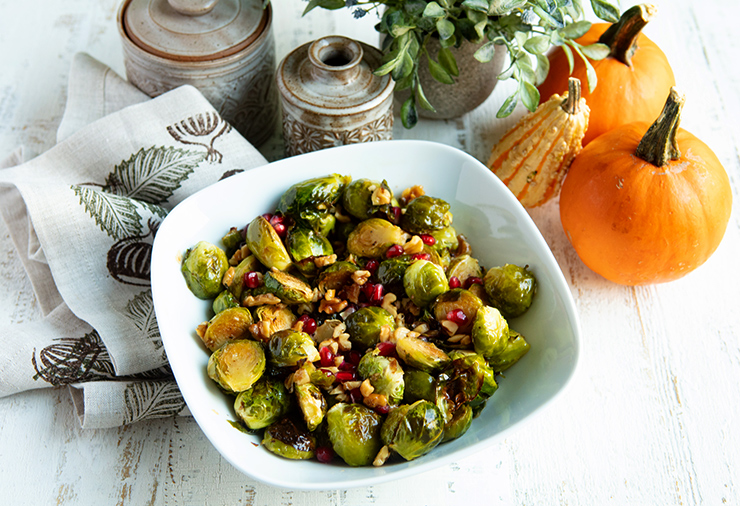 Apple Cider Glazed Brussels Sprouts