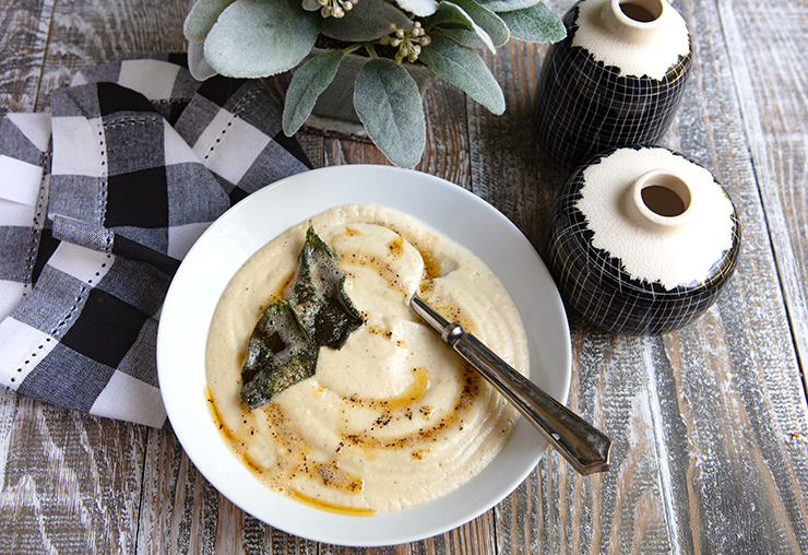 Cauliflower Soup with Brown Butter & Crispy Sage
