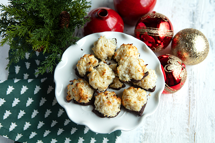 Coconut Macaroons Dipped In Chocolate
