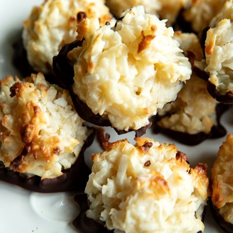 Coconut Macaroons Dipped In Chocolate