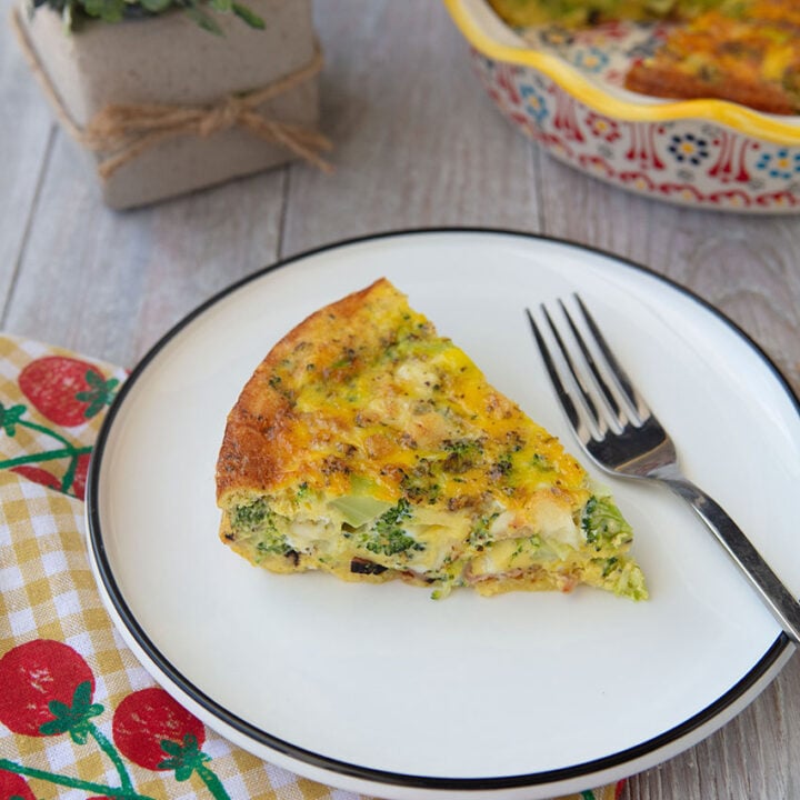 Broccoli Cheese Quiche with Smoked Pancetta